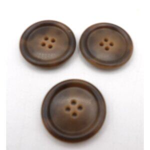 Coat Button Plastic Brown w rim 4 hole 3 count 1⅜ inch diameter